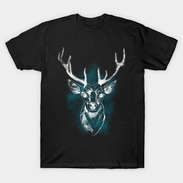 Graphic Reindeer white on grunge texture T-Shirt by meridiem